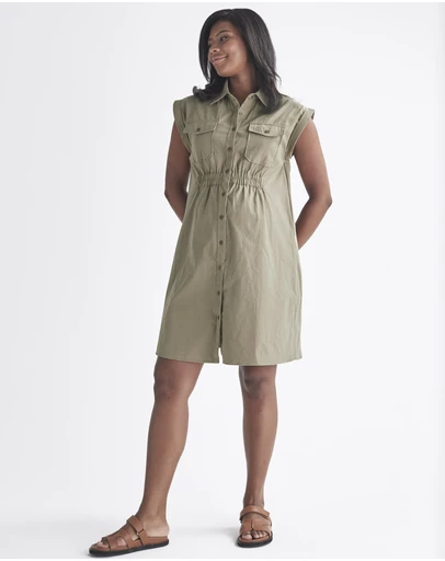 Angel Maternity - Kaya Maternity Safari Shirt Dress In Khaki Green