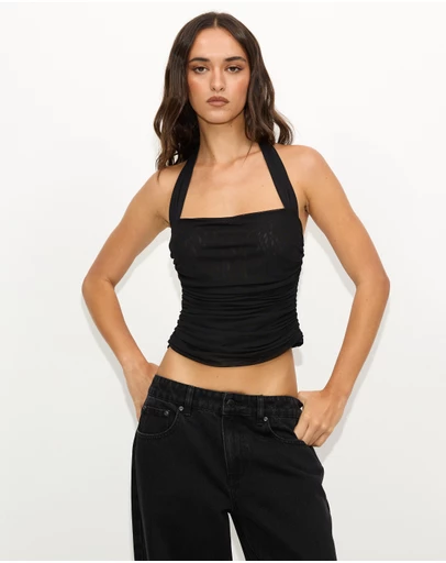 Dazie - Pearl Mesh Halter Top