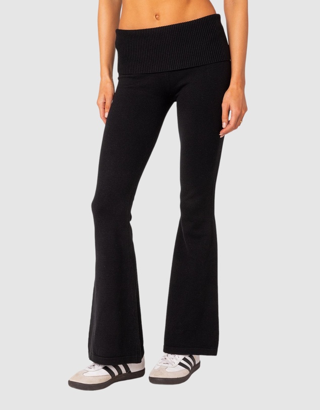 EDIKTED - Desiree Knitted Low Rise Fold Over Pants