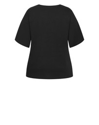 City Chic - Plus size Oversized Rose Print Tee - black
