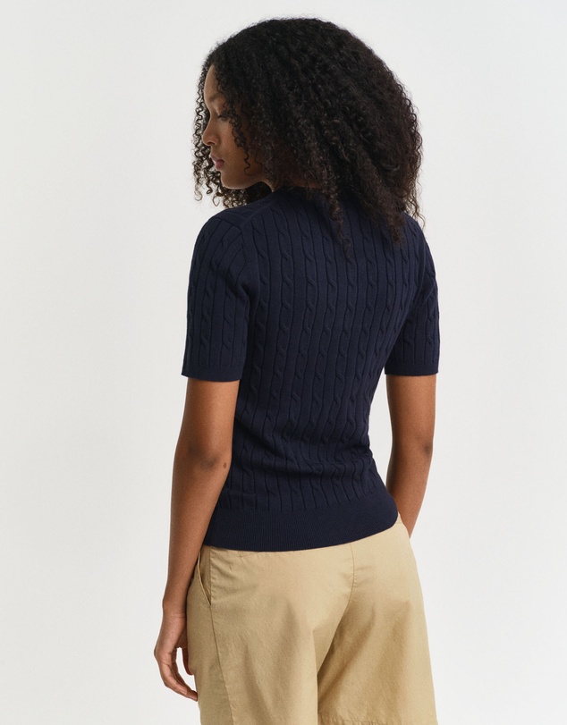 Gant - Stretch Cotton Cable Short Sleeve Knit