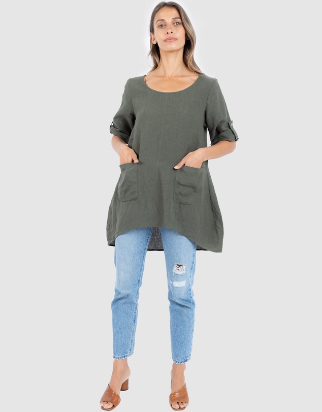 CAMIXA - Federica Linen Tunic Top