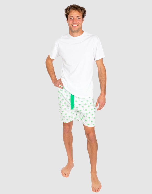 Sant And Abel - Men's Green Palm Tree Sleep Shorts