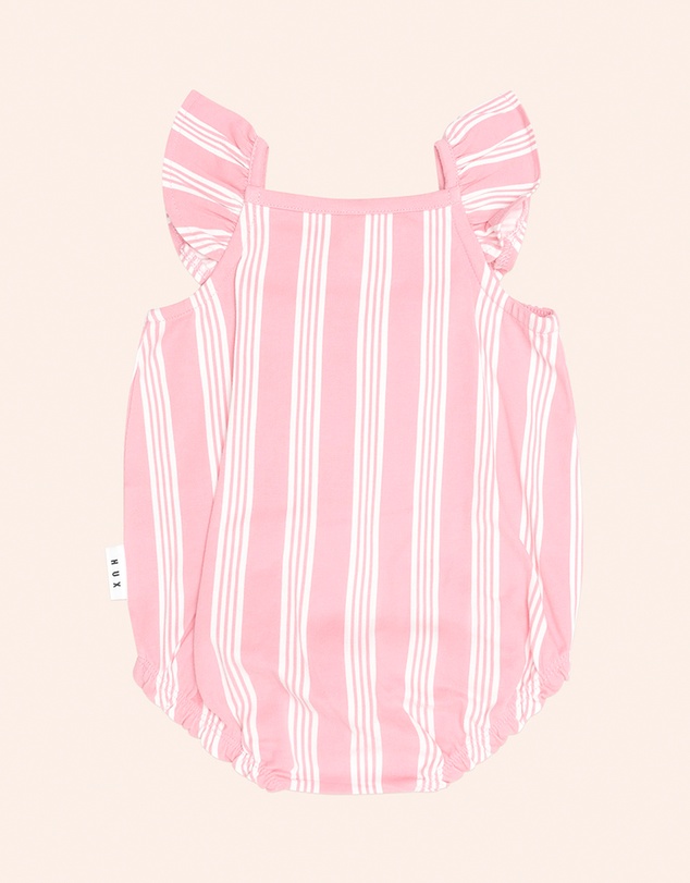 Huxbaby - Floral Embroidery Stripe Playsuit - Babies