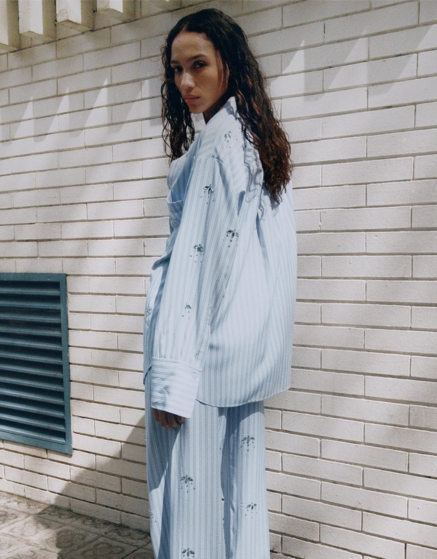 M.N.G - Striped Shirt With Rhinestone Detail
