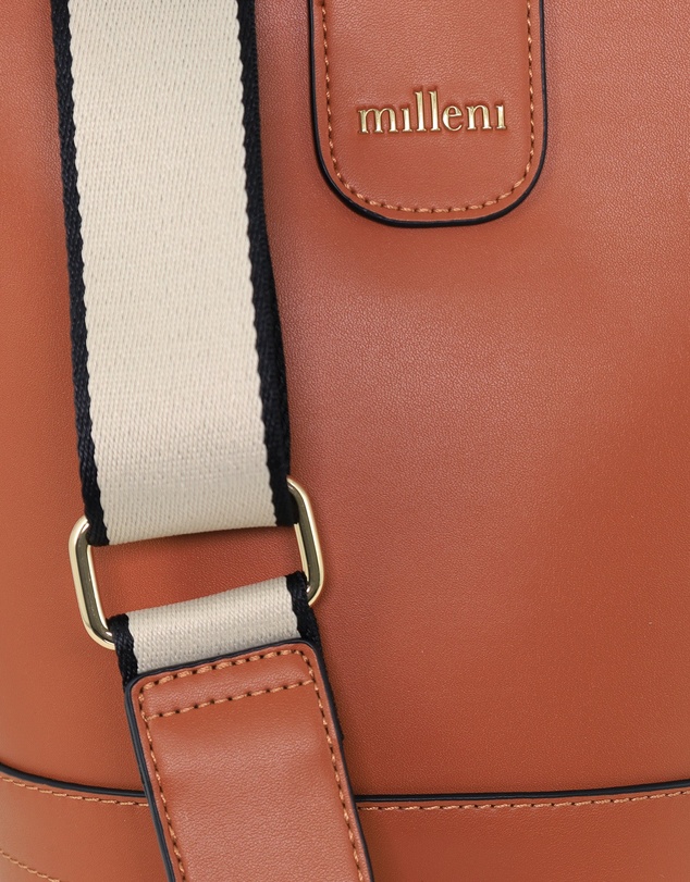 Milleni - Milleni Ladies Vegan Leather Bucket Crossbody Bag