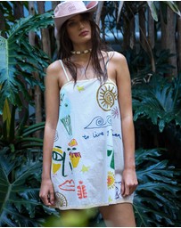THE TALES - Illustrated Summer Cotton Slip Dress