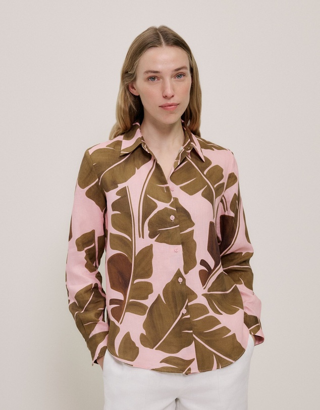Trenery - Solara Linen Long Sleeve Shirt in Primrose