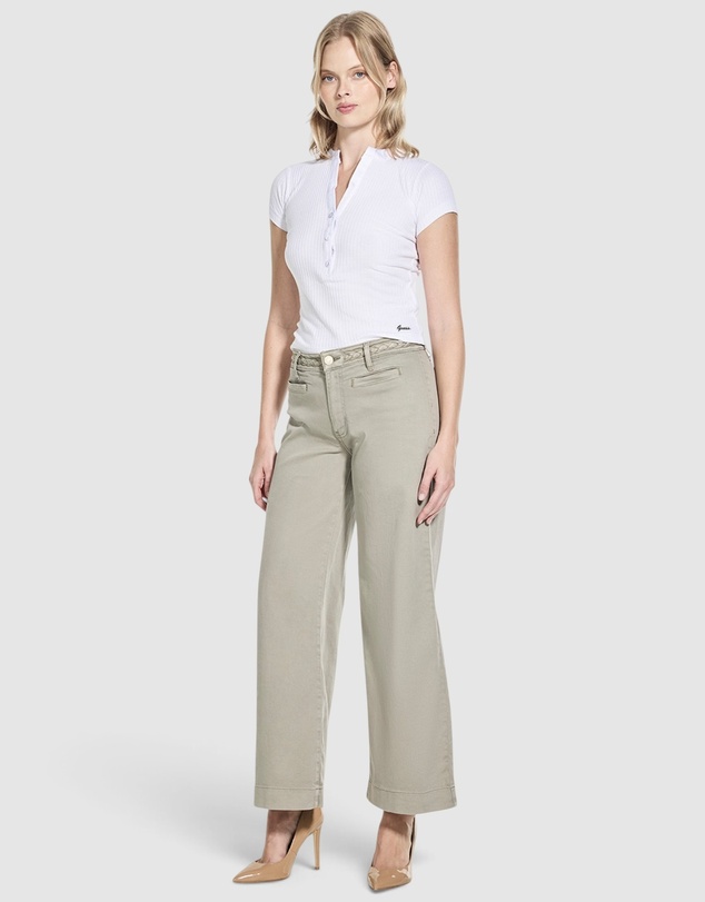 GUESS - Mid-Rise Zoya Crop Wide-Leg Braided Pants