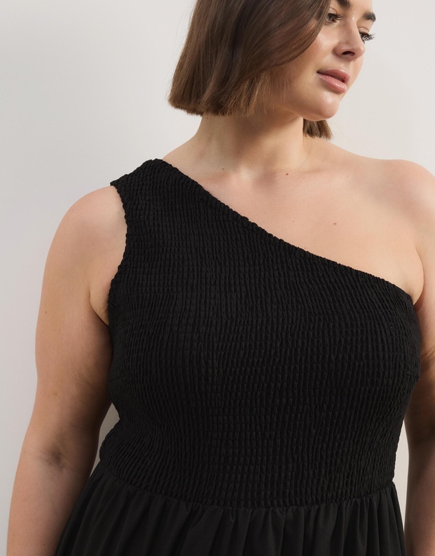 Atmos&Here Curvy - Josie Linen Blend One Shoulder Tiered Maxi Dress