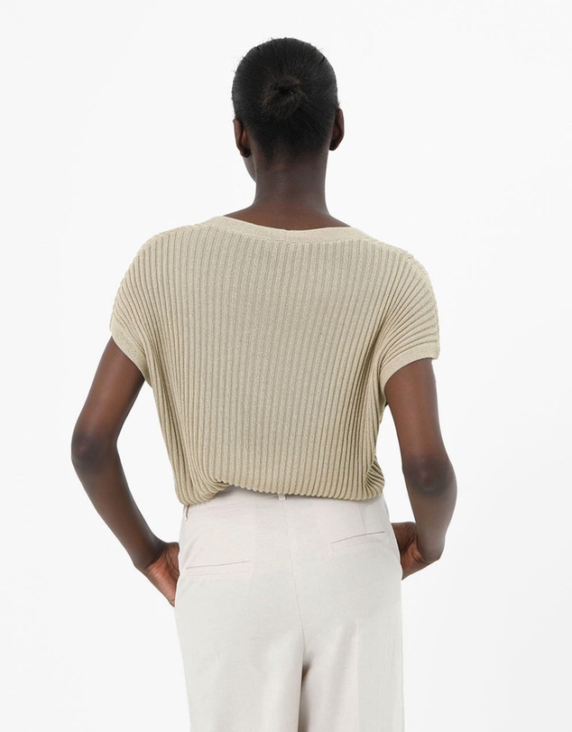 Forcast - Sloan Relax Fit Ribbed V-Neck Cape Sweater
