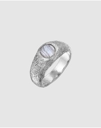 Haze & Glory - ICONIC EXCLUSIVE - Ring Men Blue Agate Signet 925 Sterling Silver