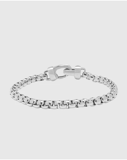 Nialaya Jewellery - Silver Box Chain Classic Bracelet