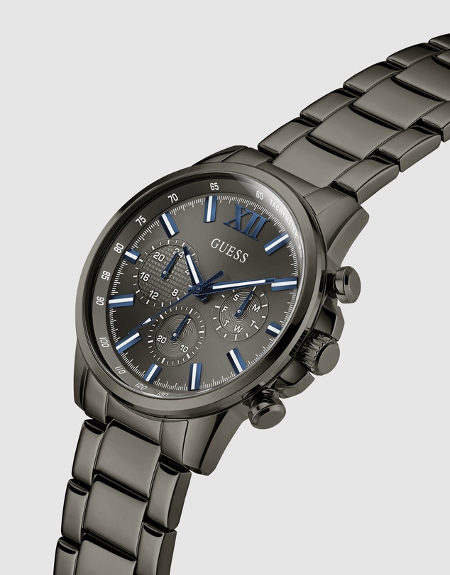 GUESS - GUESS Mens Gunmetal-Tone Multifunction Watch