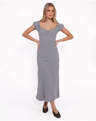 Petal & Pup - Miriam Midi Dress - Black Gingham