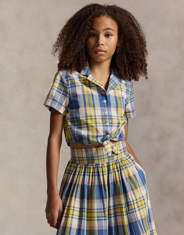 Polo Ralph Lauren - Plaid Cotton Tie-Front Shirt & Skirt - Kids-Teens