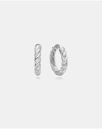 Ania Haie - Ania Haie Silver Twisted Huggie Hoop Earrings