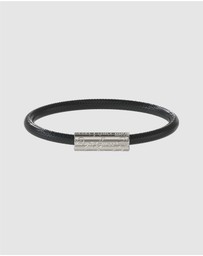 GUESS - Silver-Tone Black Leather Bracelet
