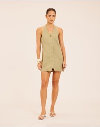 AERE - Zali Linen Halter Mini Dress