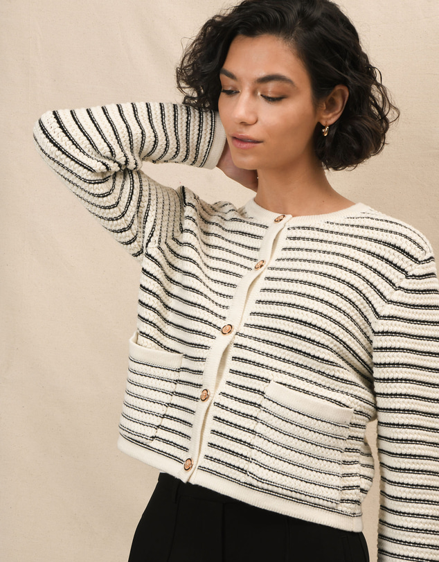 Forcast - Hollis Texture Stripe Cardigan