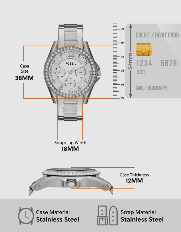 Fossil - Riley Silver-Tone Analogue Watch