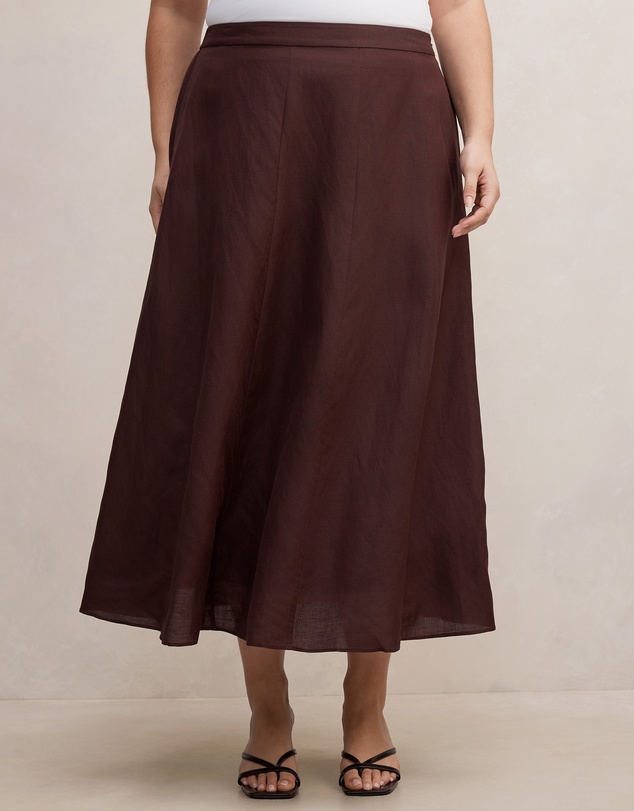 Forever New Curve - Georgina Curve Linen Blend Midi Skirt