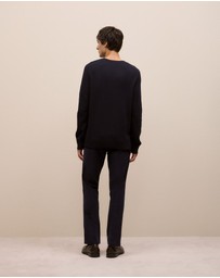 Trenery - Merino Cable Detail Crew in Navy