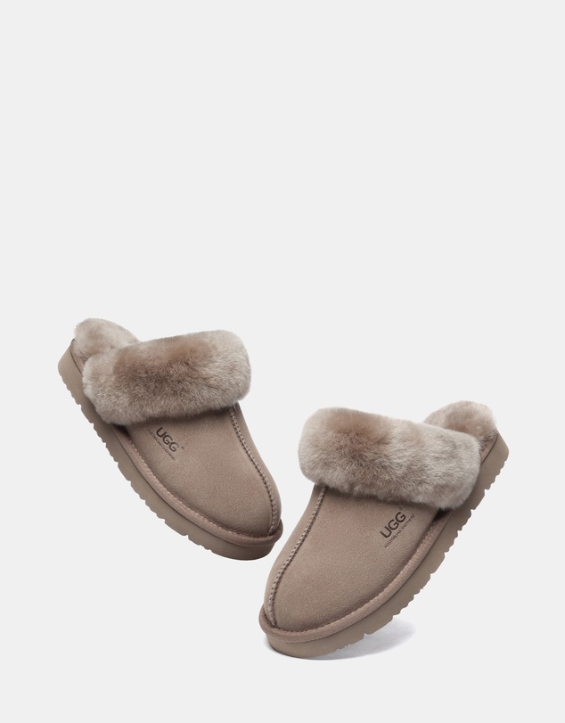 EVERAU - Australian Shepherd Ugg Muffin Slipper Special Cow Suede Upper House Shoes