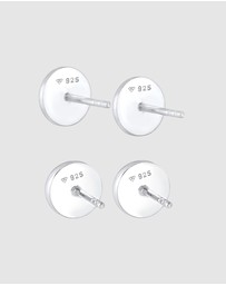 Kuzzoi - ICONIC EXCLUSIVE - Earrings Men Set Stud Circle Geo with Enamel in 925 Sterling Silver