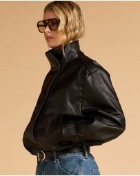 MVN - Faux Leather Bomber Jacket