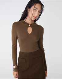 Forcast - Ciara Keyhole Lurex Knit Top