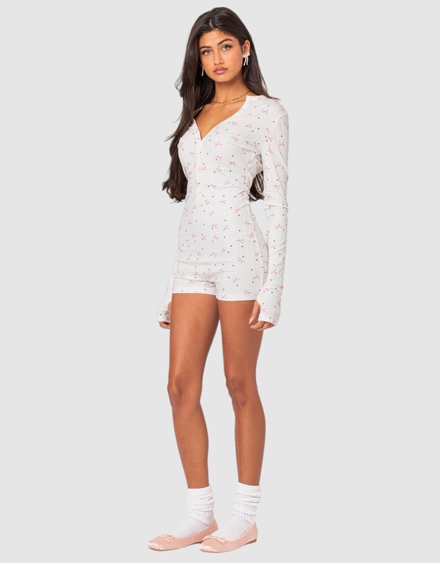 EDIKTED - Mindy Printed Pointelle Romper
