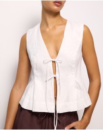 AERE - Linen Tie Front Top