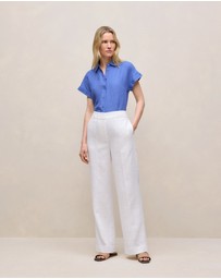 Trenery - Delave Linen Cap Sleeve Shirt in Vivid Blue