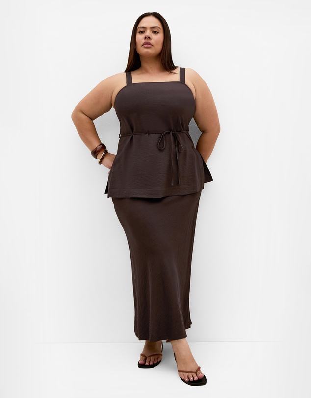 City Chic - Plus size Alexi Maxi Skirt - chocolate