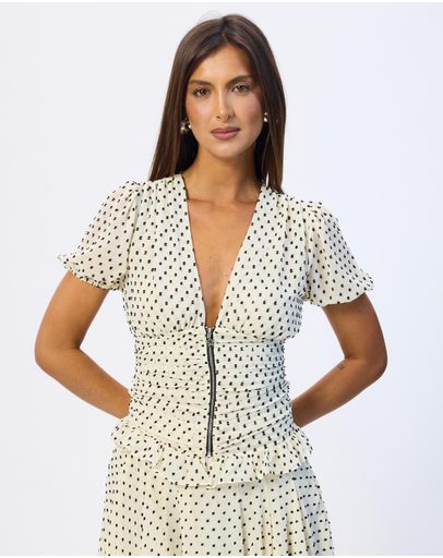 Black/Nude Polka Dot