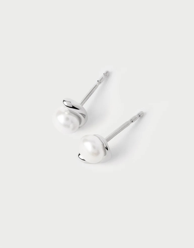 PDPAOLA - La Perla Mini Stud Silver Earrings