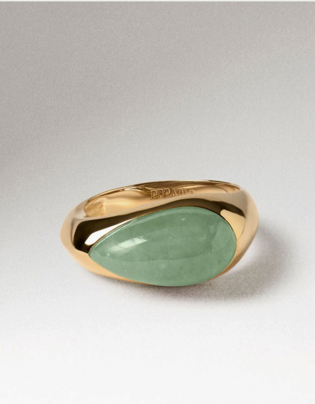PDPAOLA - Green Aventurine Luna Stamp Ring