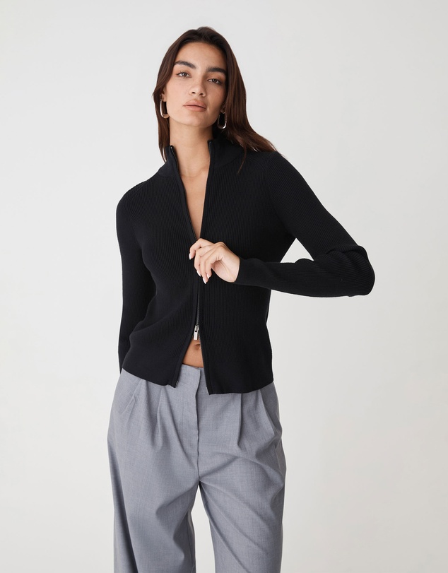 Forcast - Blake Ribbed Zip Cardigan