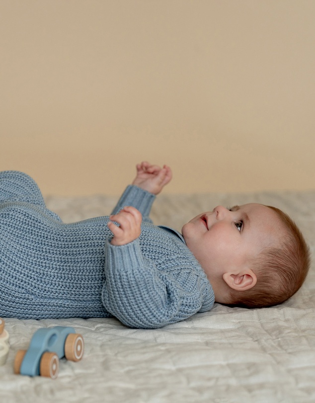 Bebe by Minihaha - Blue Knitted Zip Romper