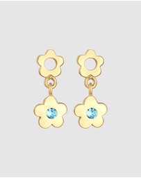 Elli Jewelry - Earrings Kids Flower Pendant Playful with Crystals in 925 Sterling Silver Gold Plated