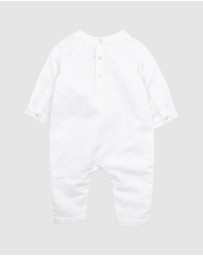 Bebe by Minihaha - Dressy LS Linen Blend Romper - Babies