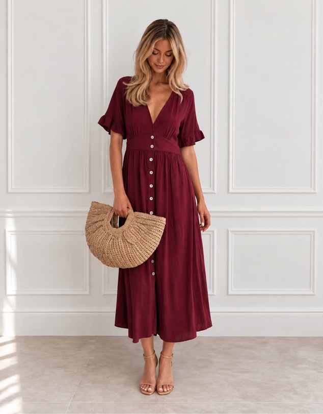 Esther & Co - Korbela Dress - Bordeaux