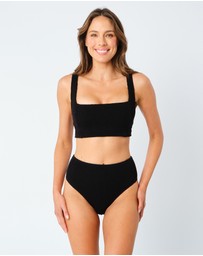 UNE PIECE - Crinkle Cut Square Neck Bralette Bikini Top