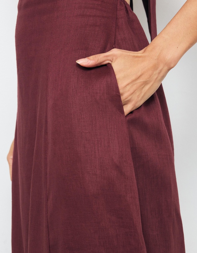 AERE - Lea Tie Back Linen Maxi Dress