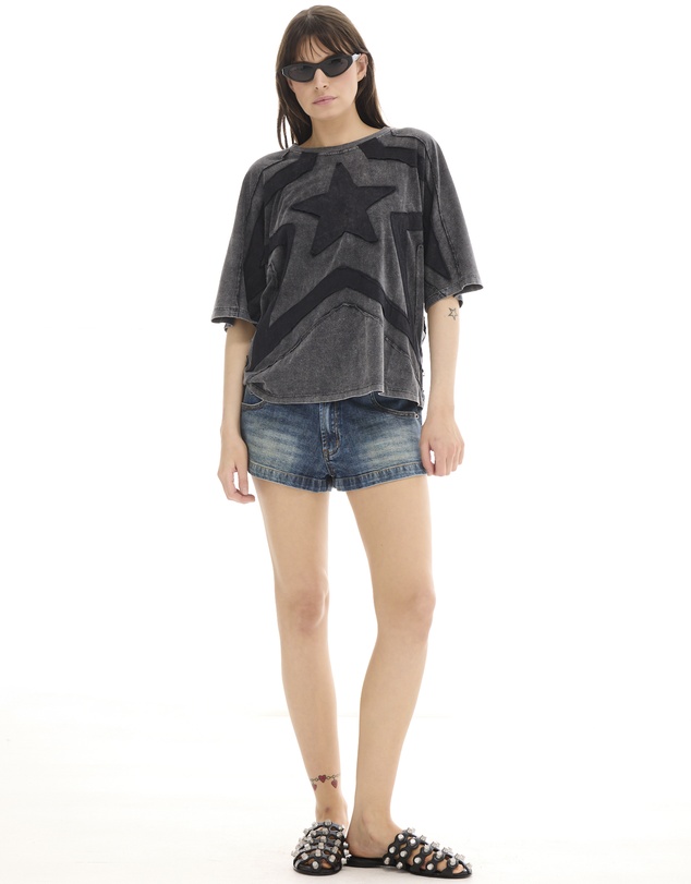 THE TALES - Black Star 3D Batwing Tee