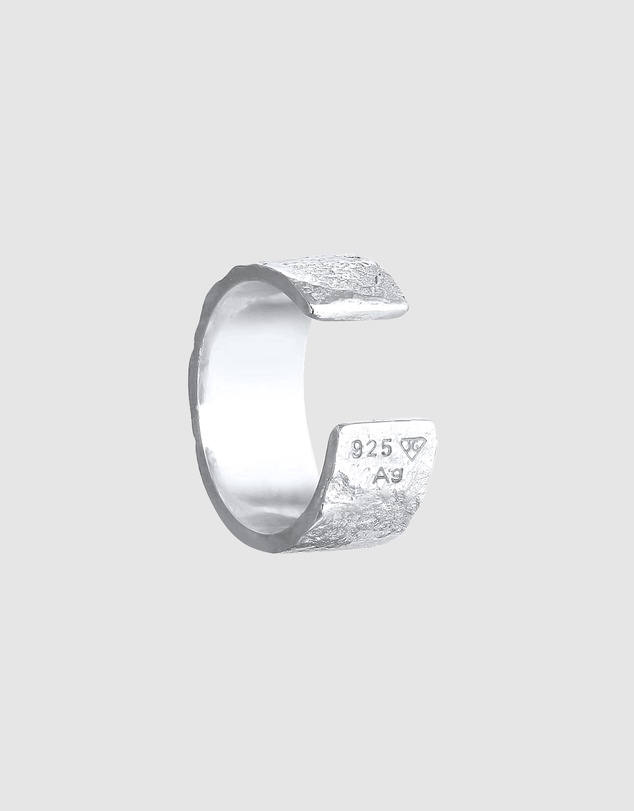 Kuzzoi - ICONIC EXCLUSIVE - Earrings Male Single Hammered 925 Sterling Silver