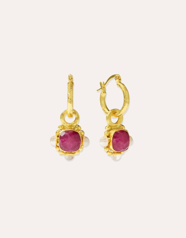 Ottoman Hands - Esther Ruby and Pearl Drop Earrings