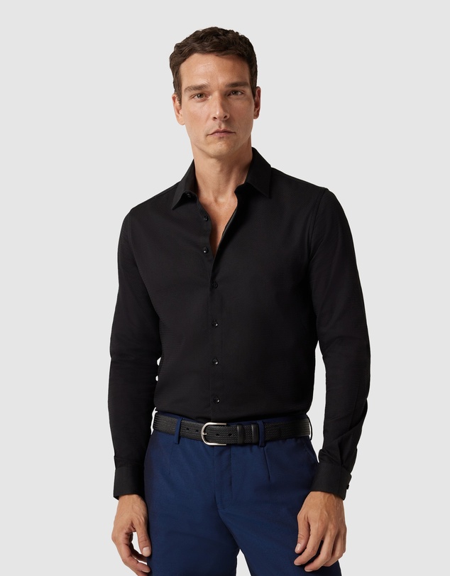 Politix - Slim Fit Long Sleeve Textured Dress Shirt