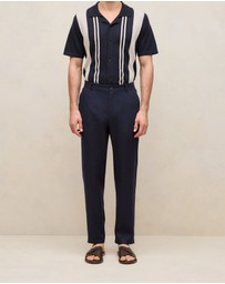 Trenery - Linen Tailored Relaxed Pant in Navy